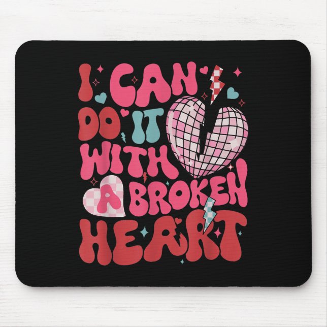 Retro Cute Groovy I Can Do It Quote Disco Heart -  Mouse Pad (Front)
