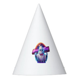 Retro Cute Halloween Ghost Artwork – Neon Party Hat