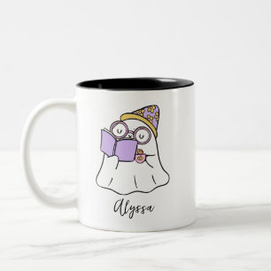 Retro Cute Halloween Ghost Mug Customisable Name