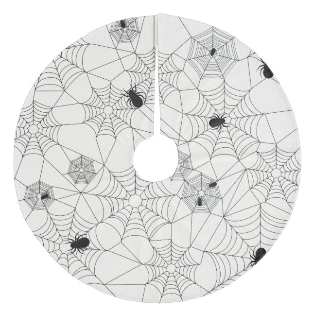 Retro Cute Halloween Spider Pattern Fleece Tree Skirt (Front)