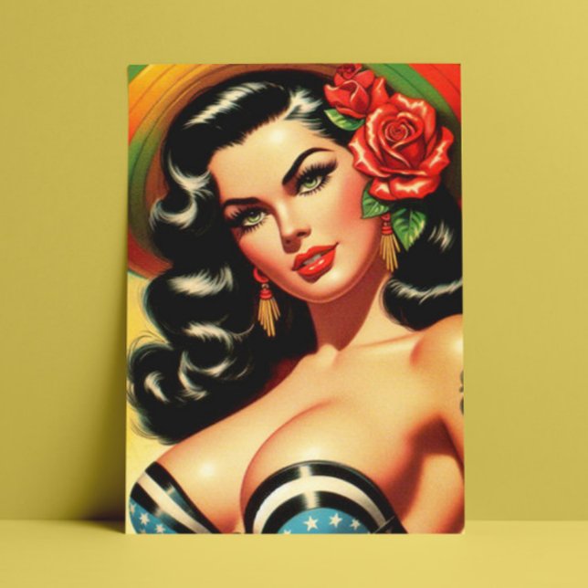 Retro Cute Hot Pinup Postcard (Creator Uploaded)