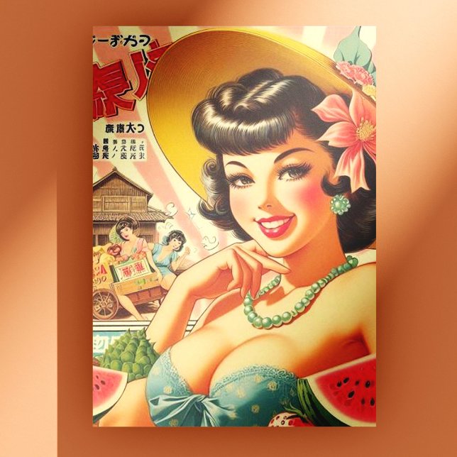 Retro Cute Japanese Girl Postcard (Creator Uploaded)