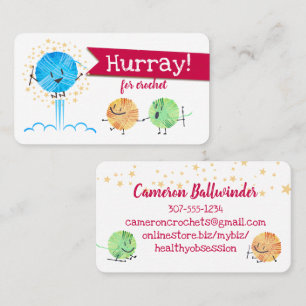 Retro cute jumping scribble yarn crochet hooks business card