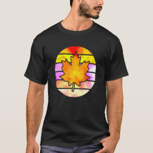Retro Cute Maple Leaf Happy Fall Autumn Thanksgivi T-Shirt