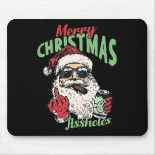 Retro Cute Merry Christmas Holes Funny Santa Xmas Mouse Pad