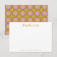 Retro Cute Mod Floral Yellow Purple Name