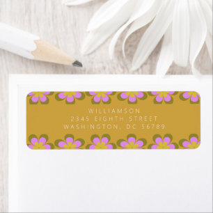 Retro Cute Mod Floral Yellow Shower Return Address Return Address Label