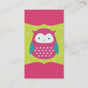 Retro Cute Owl Purple & Green Mum Calling Card