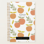 Retro Cute Peach Pattern White Planner<br><div class="desc">This retro and cute personalised planner features a white background with peach and leaf patterns. Personalise it for your needs.</div>