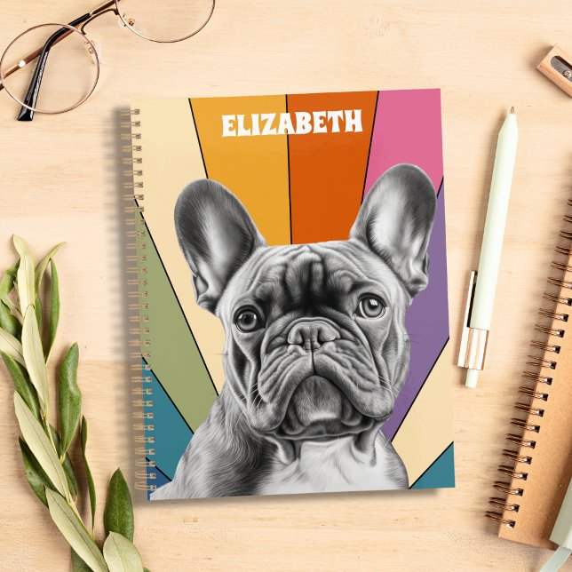 Retro Cute Personalised Rainbow French Bulldog  Planner (Creator Uploaded)