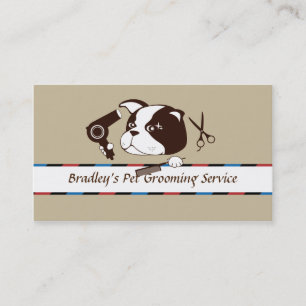 Retro Cute Pet Grooming Service Business Card