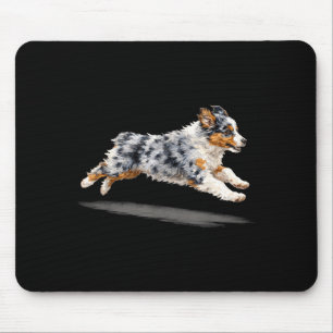 Retro cute running dog art australian shepherd mouse pad