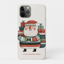 Retro Cute Santa Claus Holiday Presents