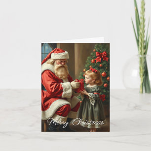 Retro Cute Simple Vintage Christmas Santa Claus Holiday Card