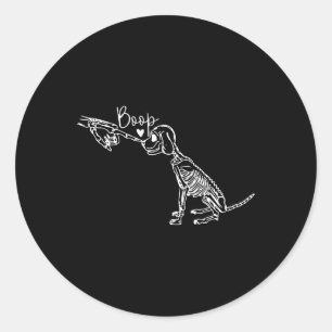 Retro Cute Skeleton Hand Boop Dog Funny Halloween  Classic Round Sticker