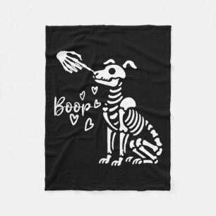 Retro Cute Skeleton Hand Boop Dog Funny Halloween Fleece Blanket