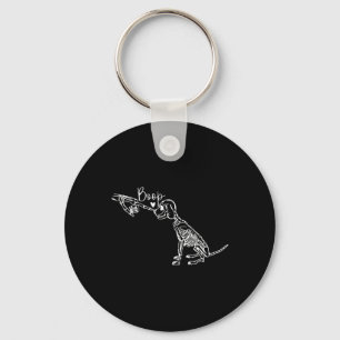 Retro Cute Skeleton Hand Boop Dog Funny Halloween Key Ring