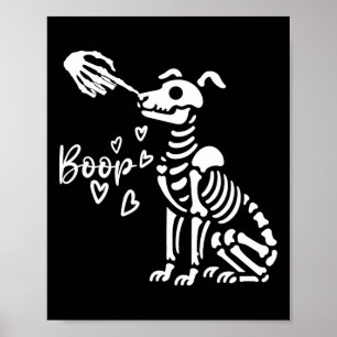 Retro Cute Skeleton Hand Boop Dog Funny Halloween  Poster