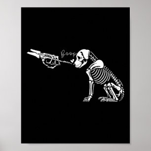 Retro Cute Skeleton Hand Boop Dog Funny Halloween Poster
