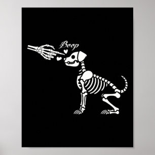 Retro Cute Skeleton Hand Boop Dog Funny Halloween  Poster