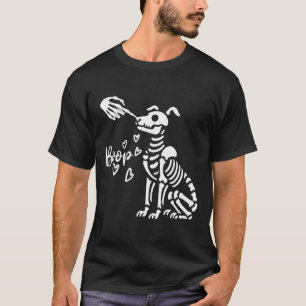 Retro Cute Skeleton Hand Boop Dog Funny Halloween T-Shirt