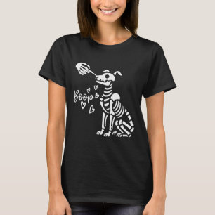 Retro Cute Skeleton Hand Boop Dog Funny Halloween T-Shirt