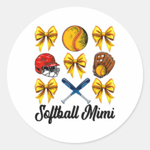 Retro Cute Softll Mimi Bow Softll Mom Mothers Day Classic Round Sticker