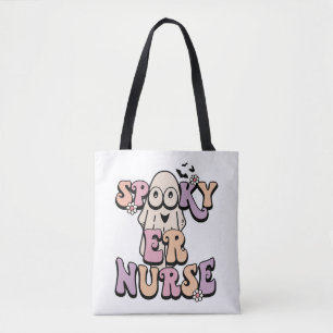Retro Cute Spooky ER Nurse Halloween Tote Bag