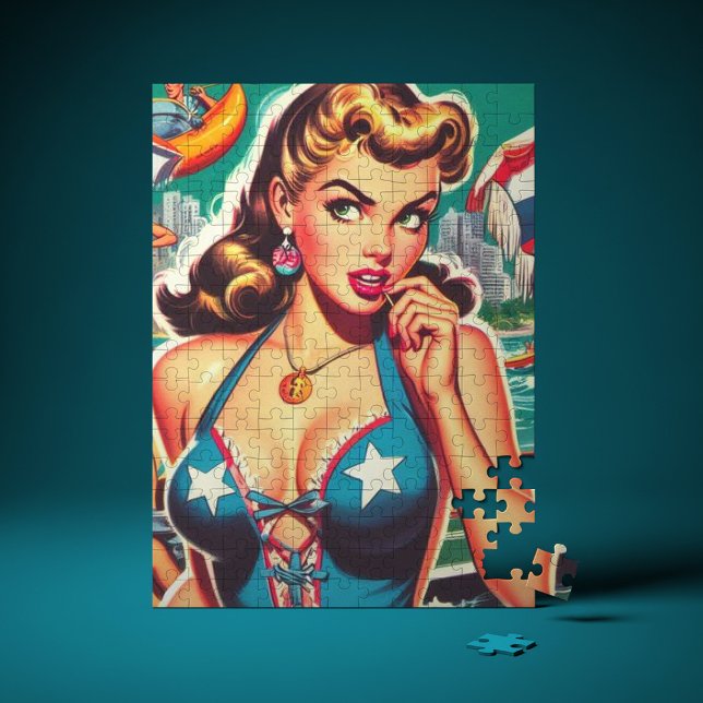 Retro Cute Summer Girl Jigsaw Puzzle (Creator Uploaded)
