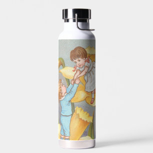Retro Cute Sweet Valentine, children and daffodils Water Bottle