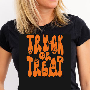 Retro Cute Trick or Treat Halloween Ghost   Orange T-Shirt
