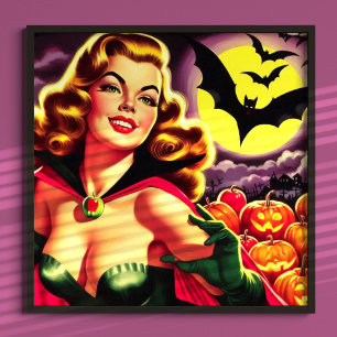 Retro Cute Vampire Pin-up Poster