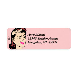 Retro Cute Wink Winking Lady Winks Labelling Return Address Label