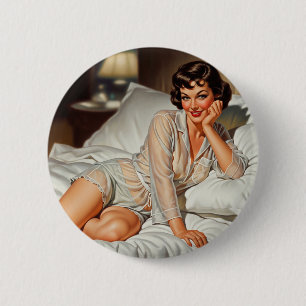 Retro Cute Woman '50 Pin-up 6 Cm Round Badge