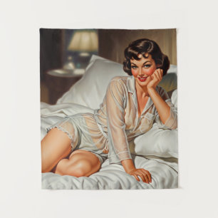 Retro Cute Woman '50 Pin-up Tapestry