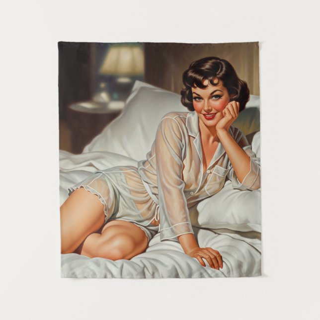 Retro Cute Woman '50 Pin-up Tapestry (Front)
