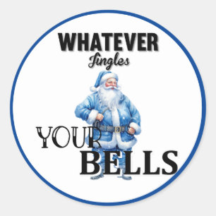 Retro Cutie Blue Christmas Classic Round Sticker