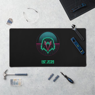 Retro Cyberpunk Geometric Animal Neon Art Graphic Desk Mat