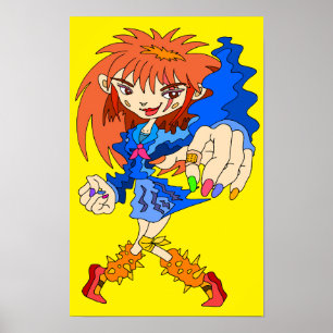 Retro Cyberpunk Girl. Poster