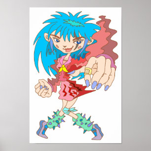Retro Cyberpunk Girl. Poster