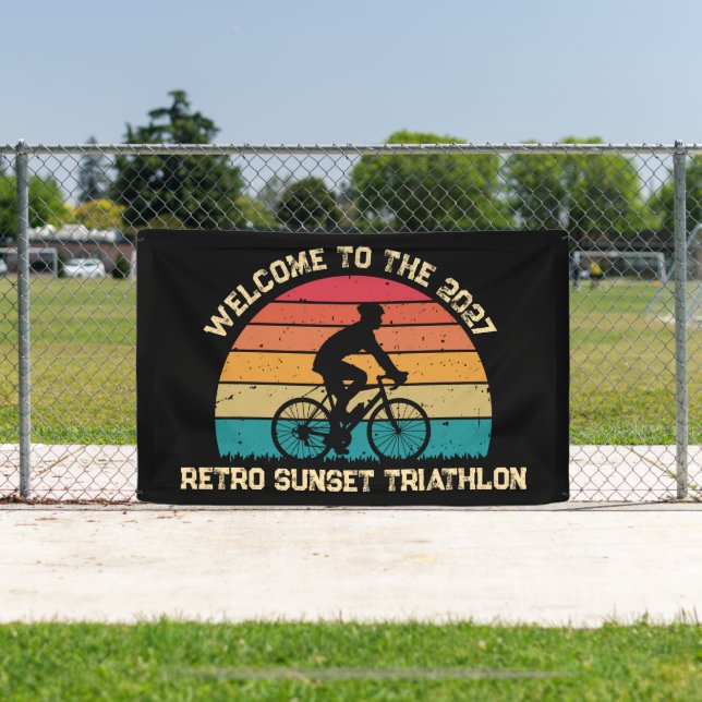 Retro Cycling Sunset Custom Triathlon Banner (Insitu)