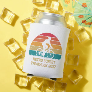 Retro Cycling Sunset Custom Triathlon Can Cooler
