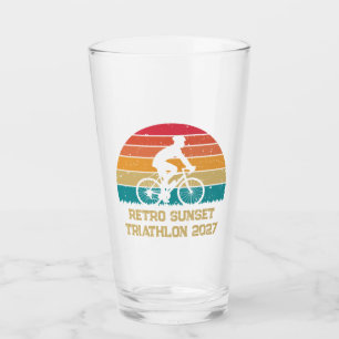 Retro Cycling Sunset Custom Triathlon Glass