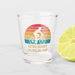 Retro Cycling Sunset Custom Triathlon Shot Glass