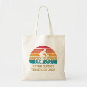 Retro Cycling Sunset Custom Triathlon Tote Bag