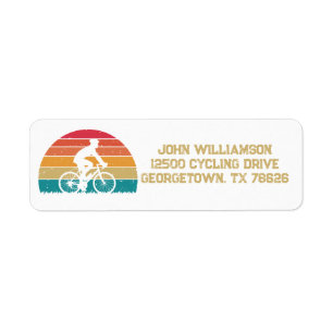 Retro Cycling Sunset Cyclist Return Address Label