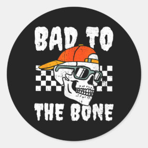 Retro D To The Bone Funny Skull Halloween Costume Classic Round Sticker