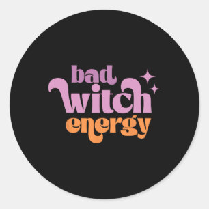 Retro D Witch Energy Shirt Halloween Witchy Vibes Classic Round Sticker