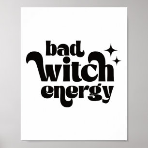 Retro D Witch Energy Shirt Halloween Witchy Vibes  Poster