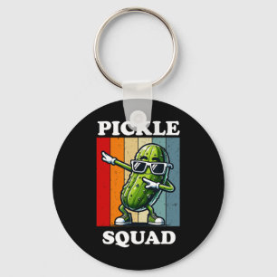 Retro Dabbing Pickle Dancing Cucumber Pickle Squad Key Ring